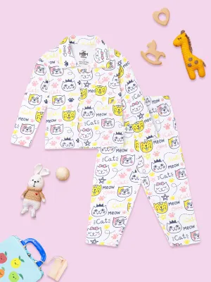 Baby and Kids Pajama Nightsuit Set - Meow Meow