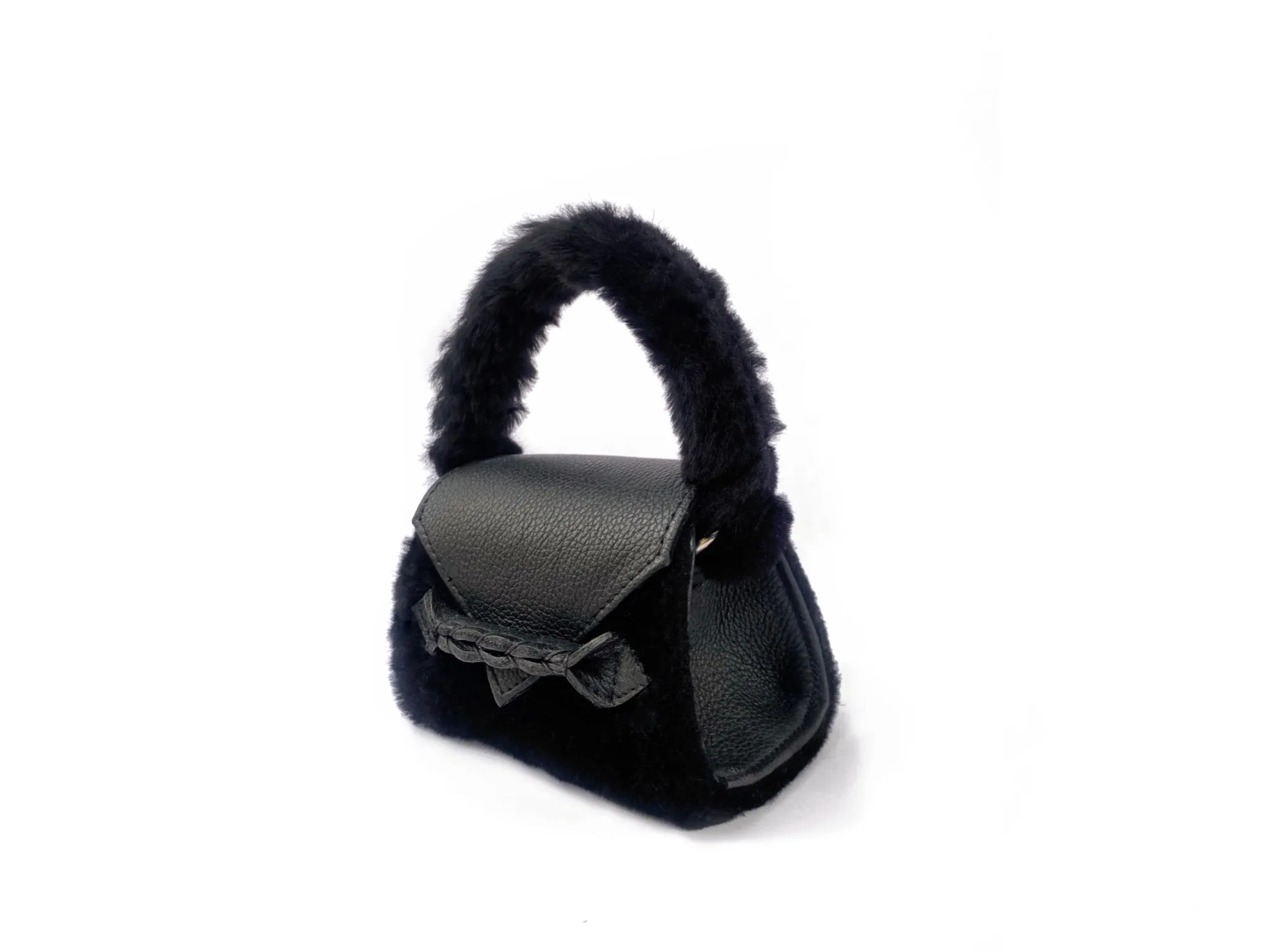 BLACK FUR MIX MICRO ESE TOP HANDLE