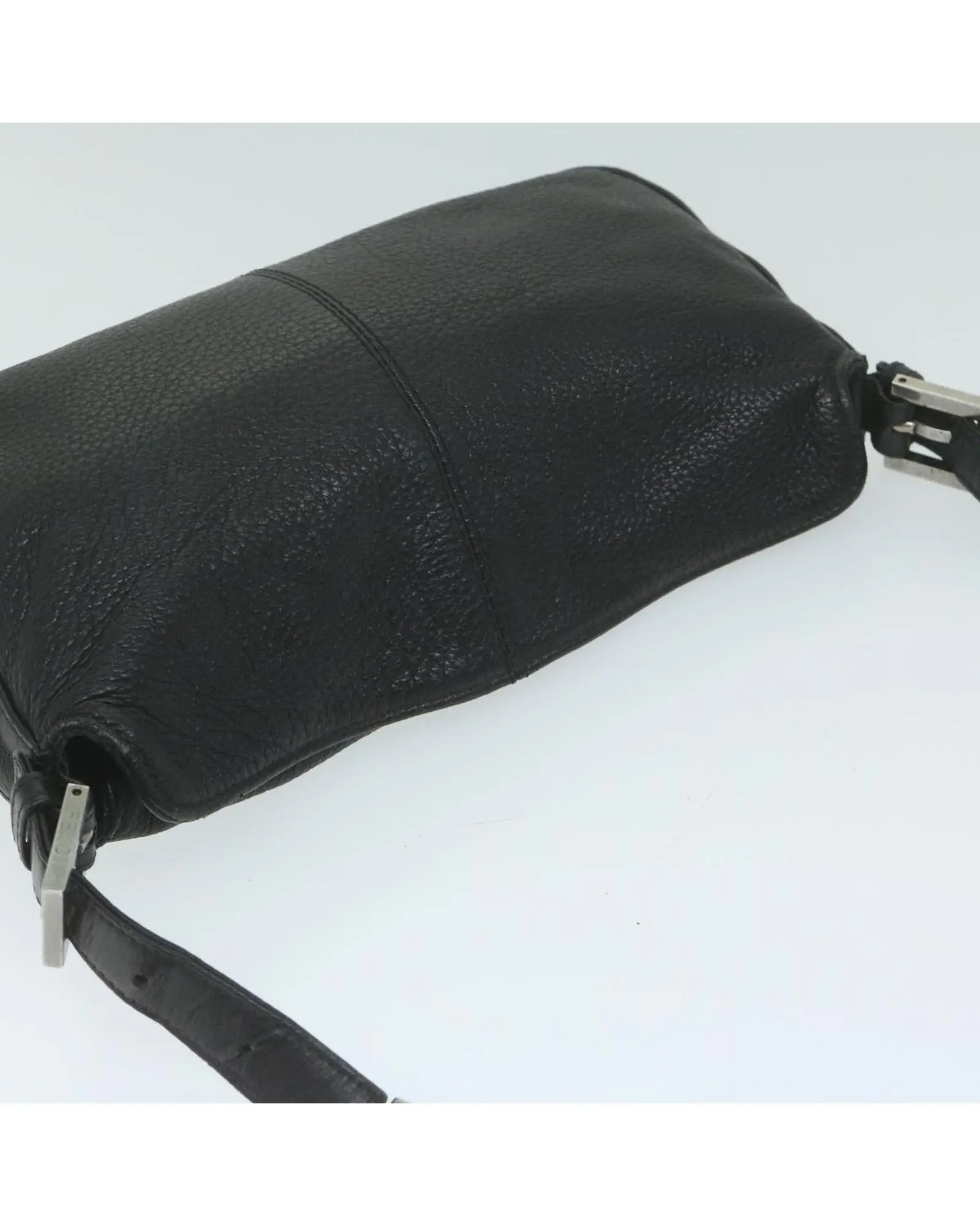 Black Leather Chain Shoulder Bag by Italian Designer