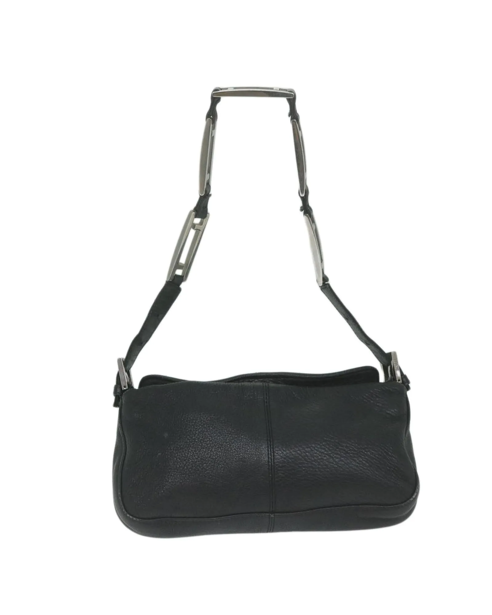 Black Leather Chain Shoulder Bag by Italian Designer