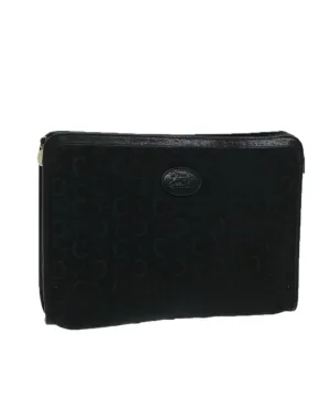 Black Macadam Canvas Clutch Bag with Accessory - Italy