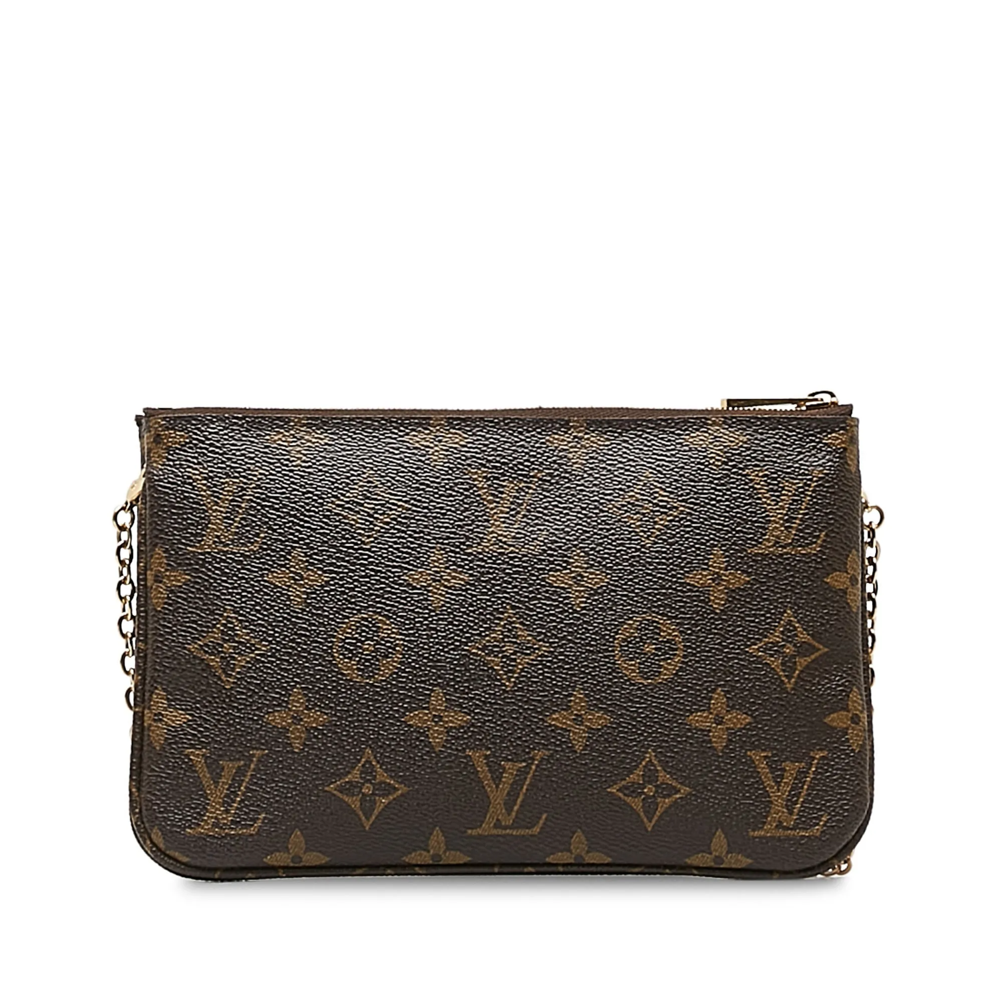 Brown Louis Vuitton Monogram Double Zip Pochette Illustre Vivienne Shanghai Clutch Bag