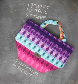 Bucket Tote Bag in Argyle Dusk