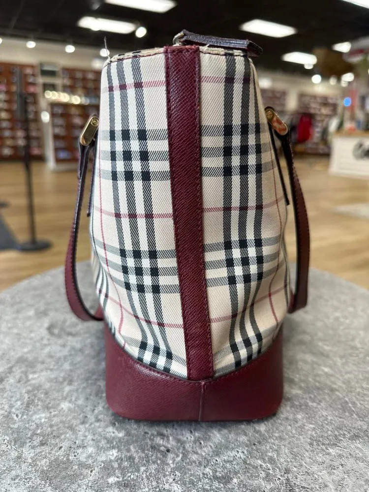 Burberry Nova Check Beige Bordeaux Canvas