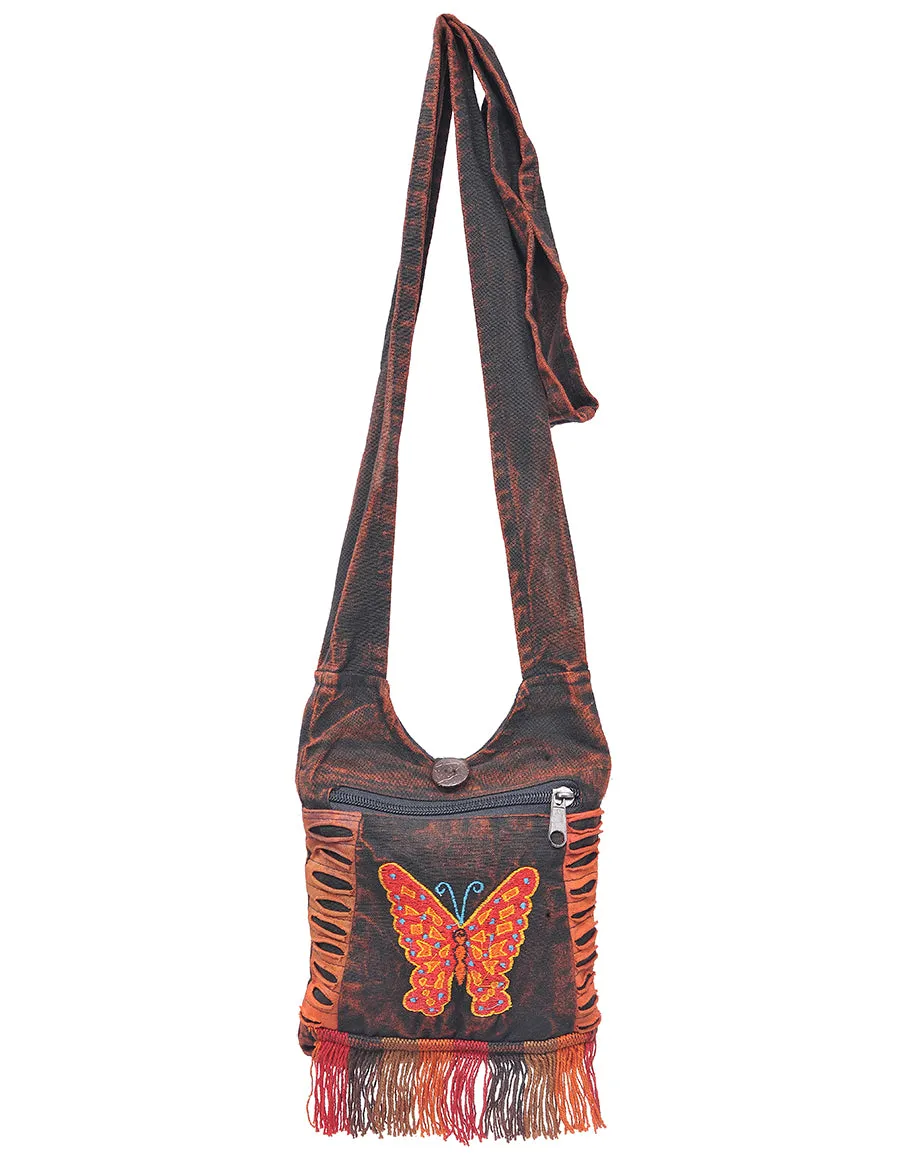 Butterfly Applique Fringe Mini Bag