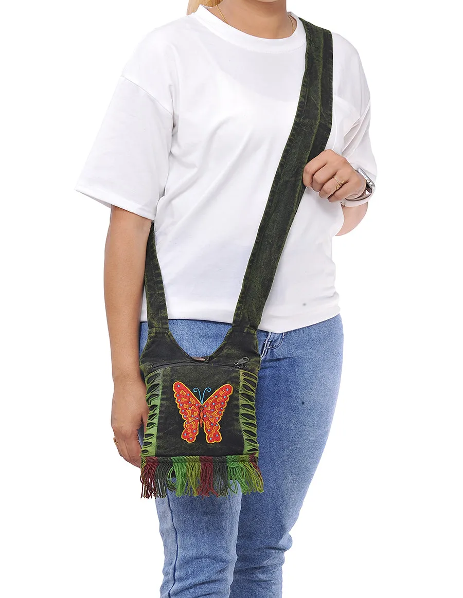 Butterfly Applique Fringe Mini Bag