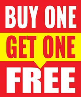 Buy One Get One Free 18"x24" Store Business Retail Sale Promotion Signs