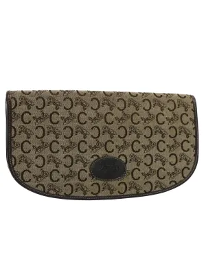 Canvas Clutch Bag with Celine Logo Print in Brown