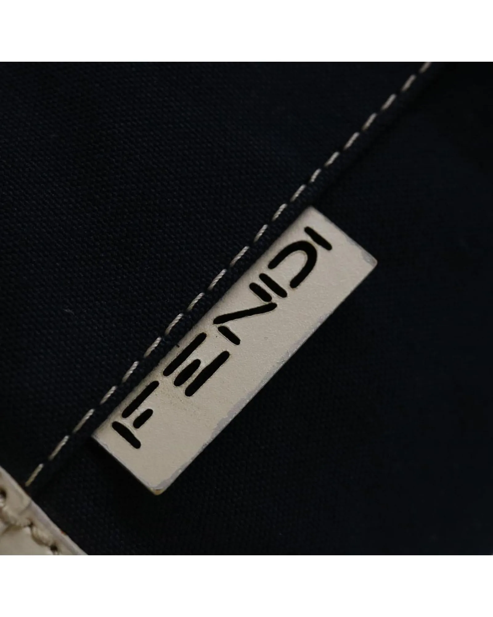 Canvas Navy White Hand Bag by Fendi