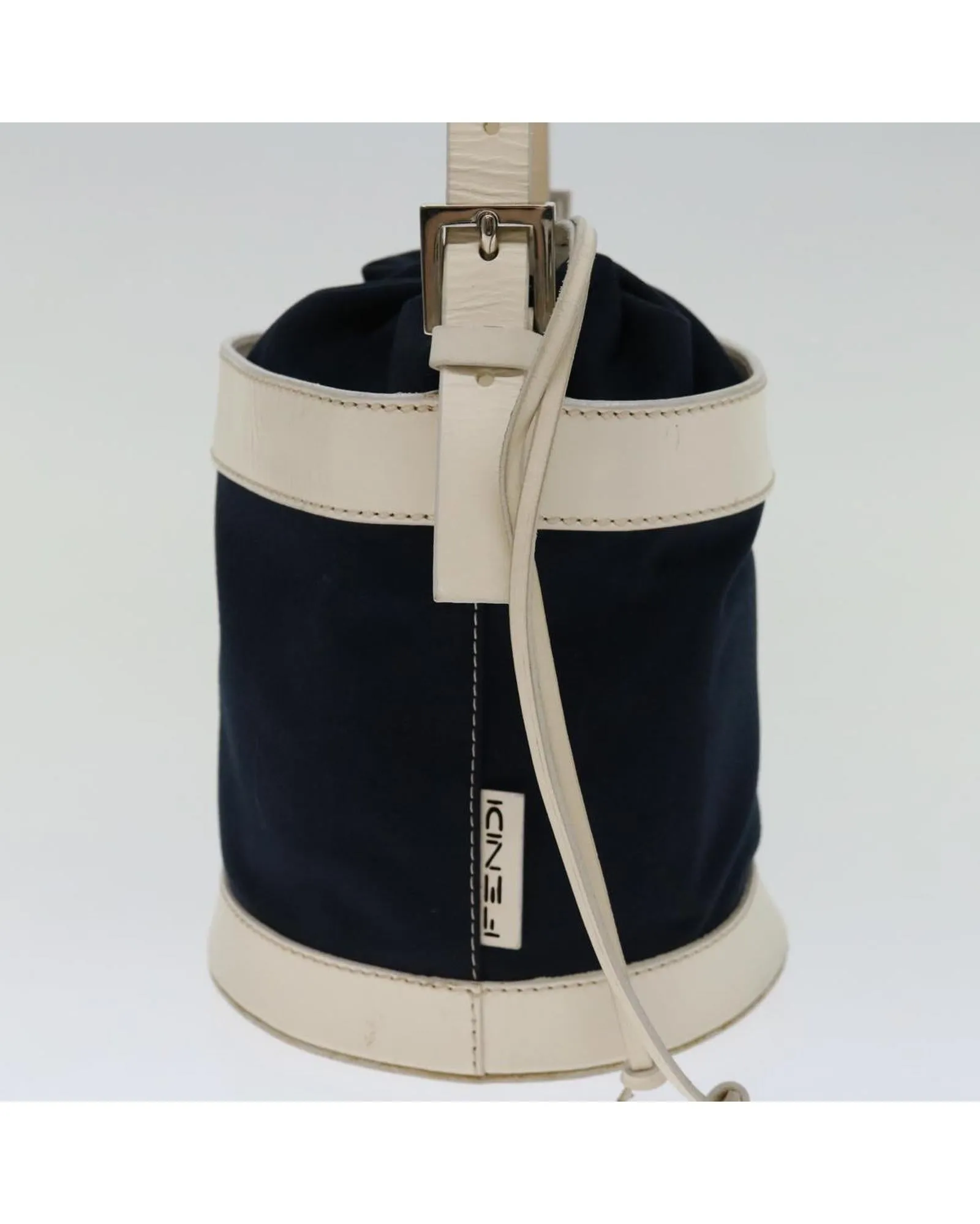 Canvas Navy White Hand Bag by Fendi