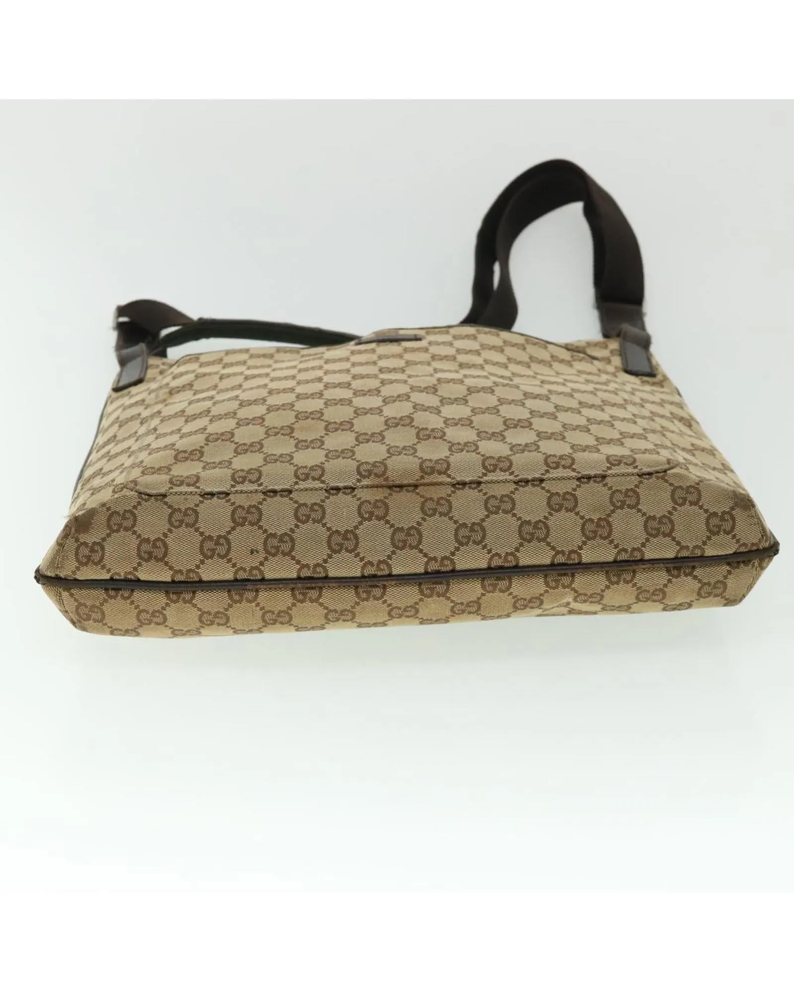 Canvas Shoulder Bag with GG Pattern - Beige/Brown