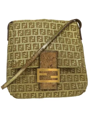 Canvas Shoulder Bag with Gold accents by Fendi