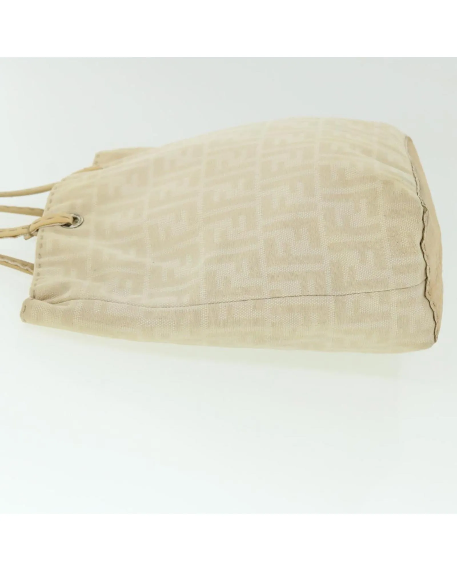 Canvas Tote Bag with Zucca Pattern - Beige