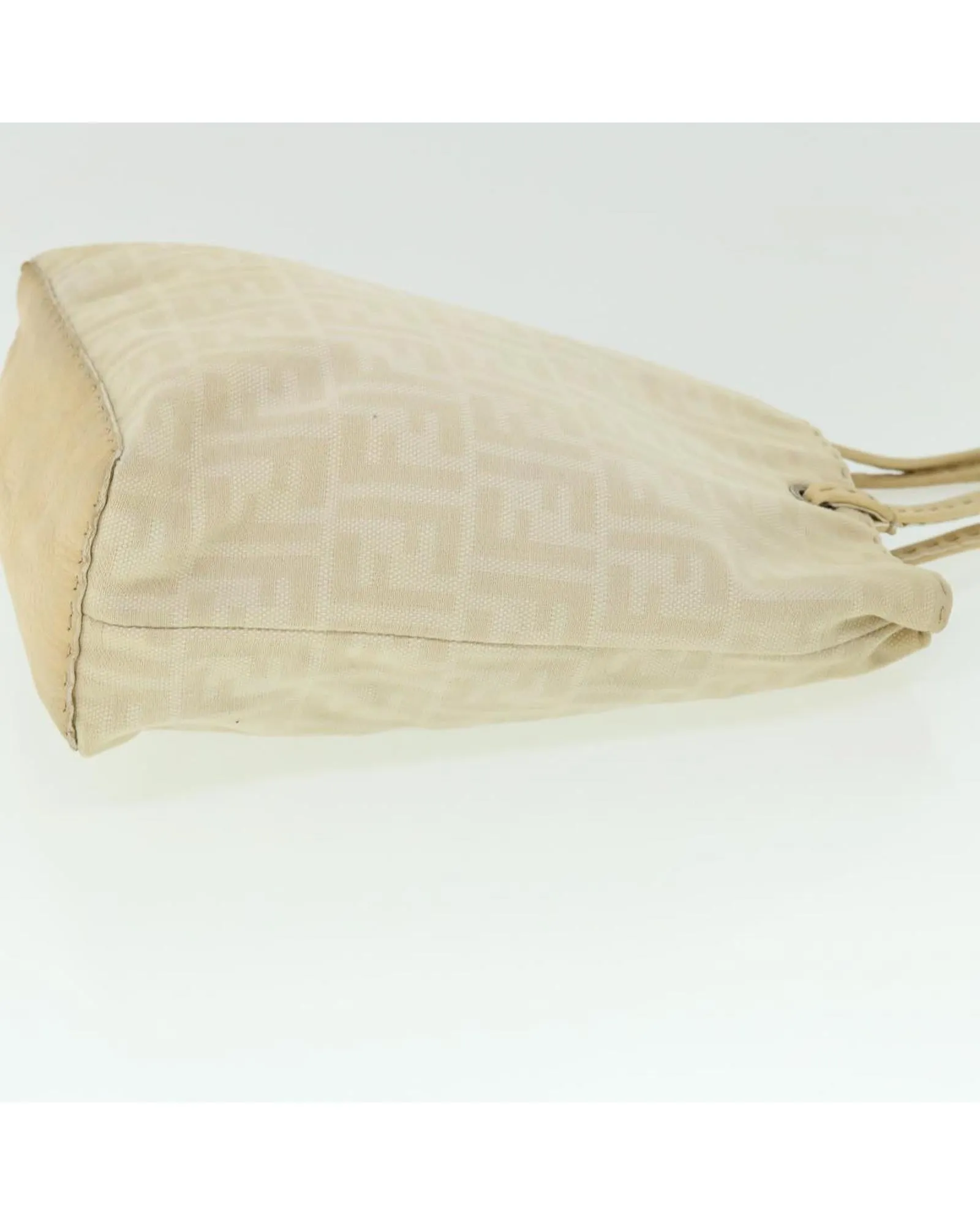 Canvas Tote Bag with Zucca Pattern - Beige