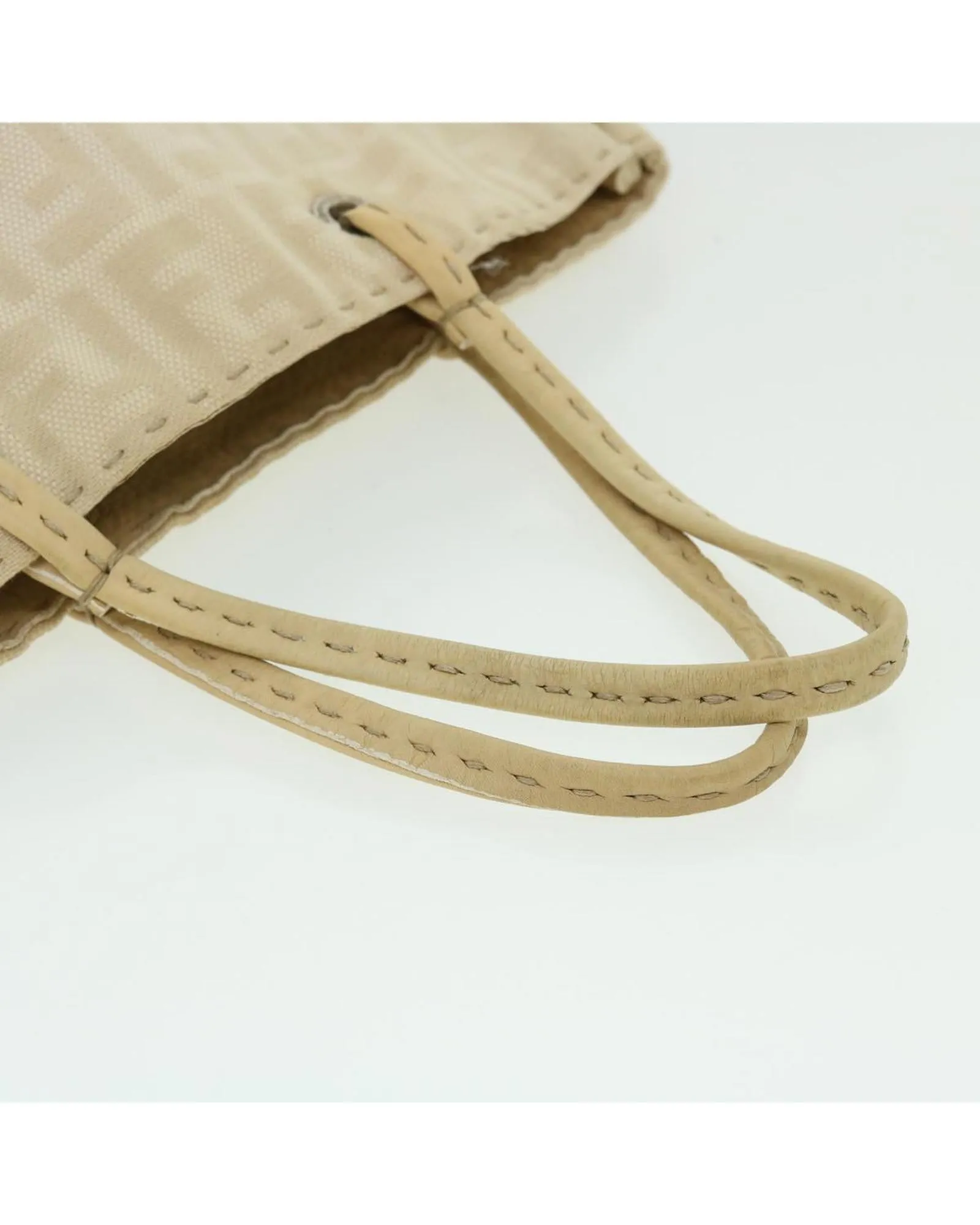 Canvas Tote Bag with Zucca Pattern - Beige