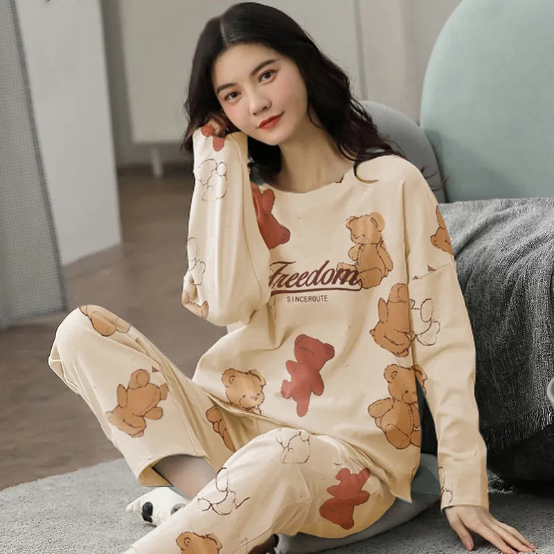 Christmas Pajamas Matching Family Pyjamas  Pajamas Suit Autumn Long Sleeve Cartoon Snoopy Pajamas for Women