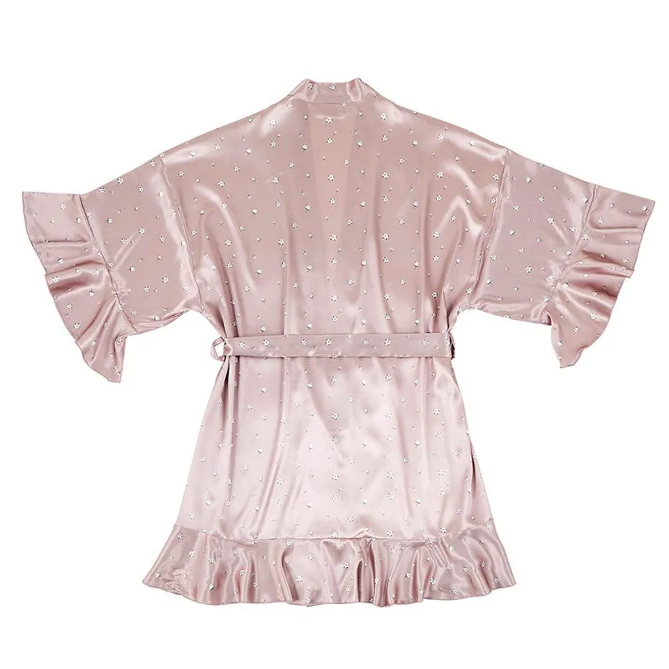 Cotton Blossom Satin Ruffled Robe