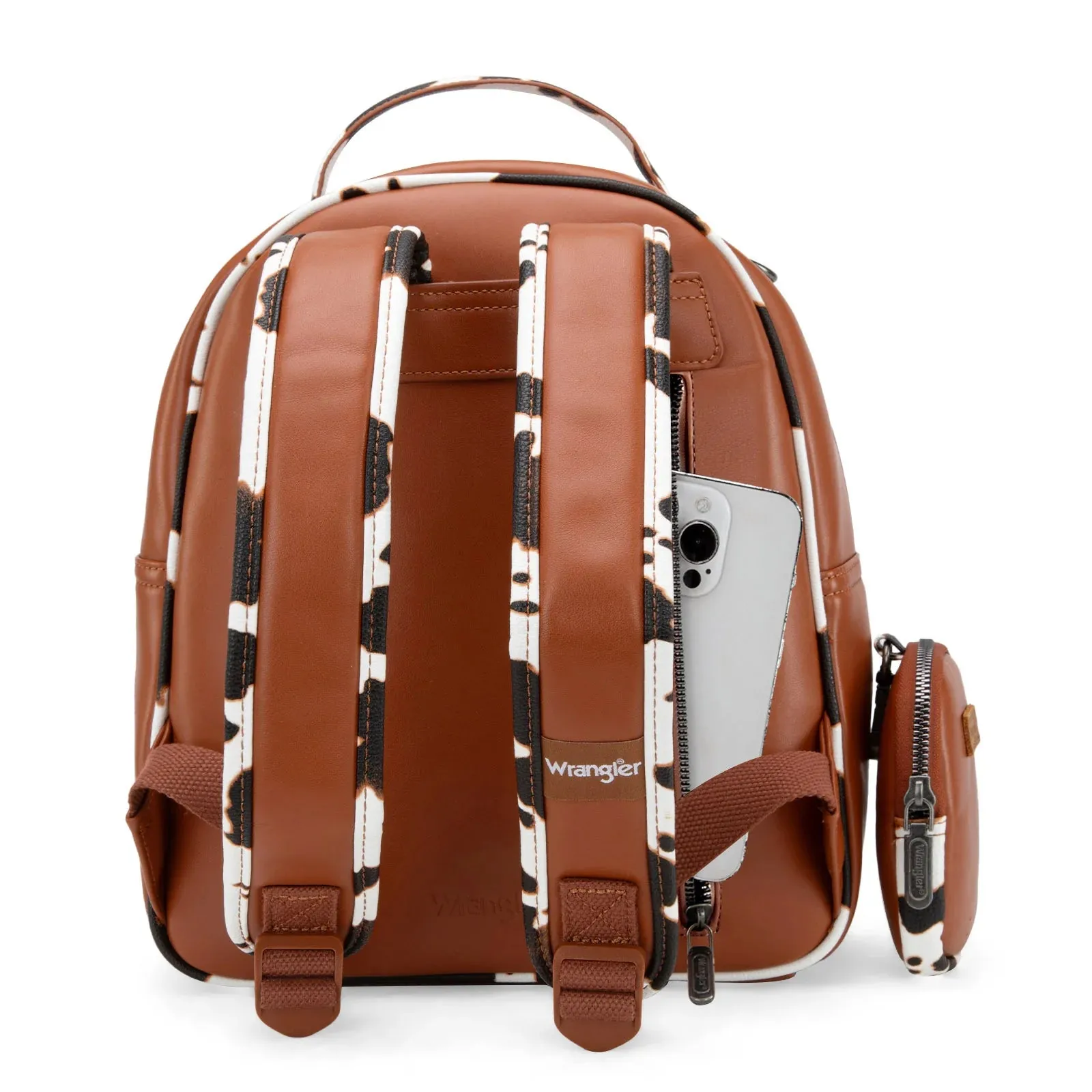 Cow Print Backpack - Brown