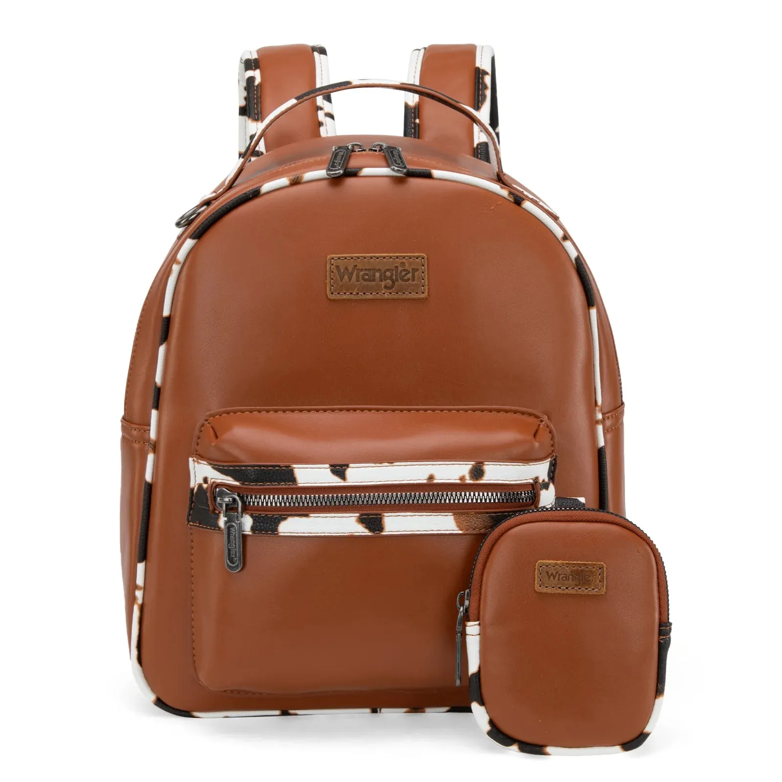 Cow Print Backpack - Brown