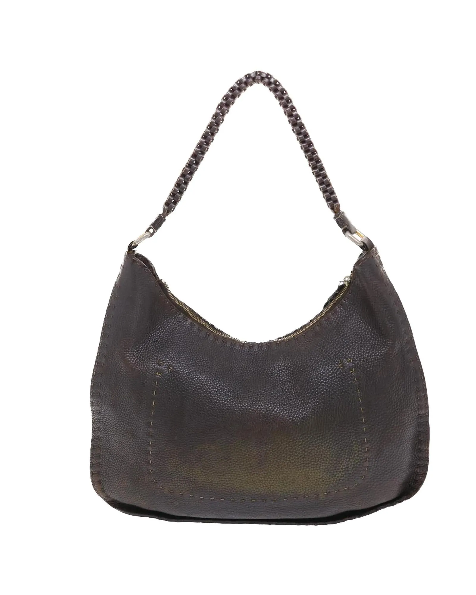 Dark Brown Leather Shoulder Bag 2way