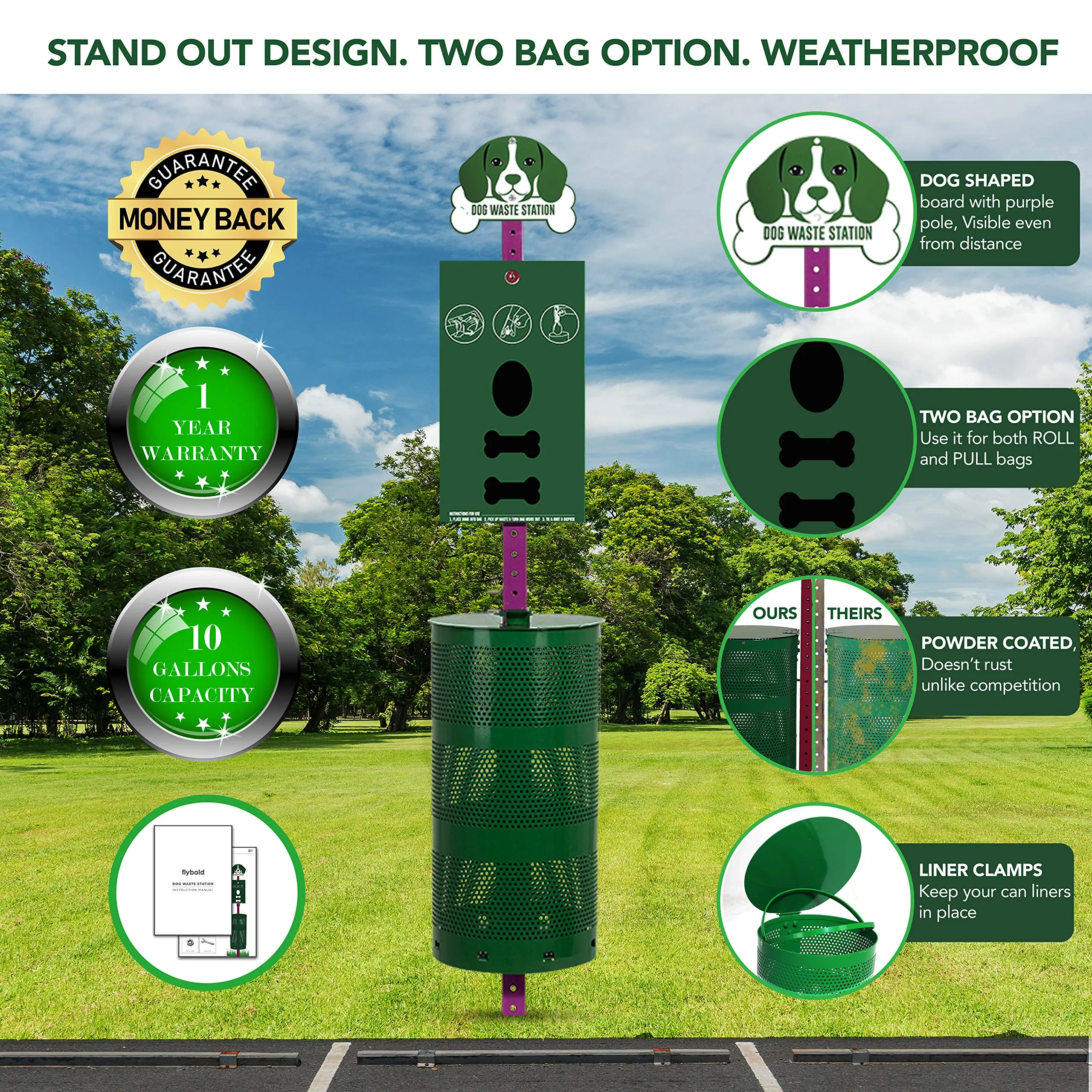 Dog Waste Station Outdoor Pet Waste Station With Pet Waste Bag Dispenser Dog Shaped Sign