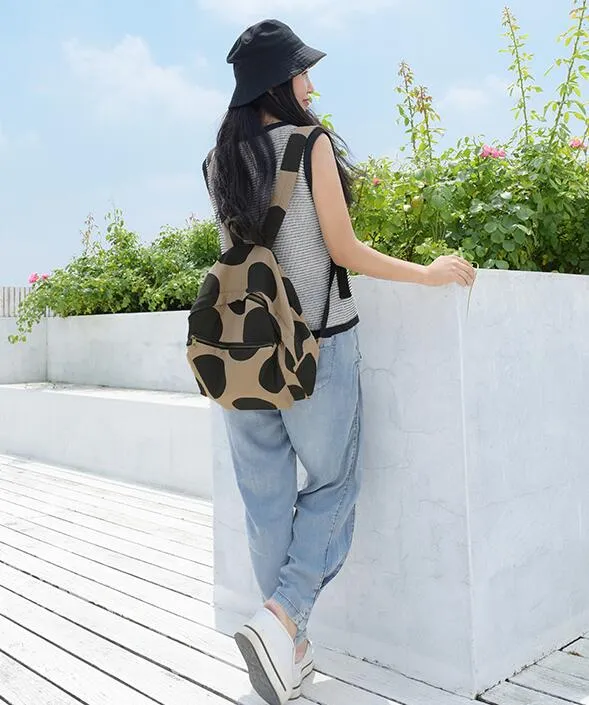 Dot Casual Large Backpack Women Travel Bag Shoulder Bag