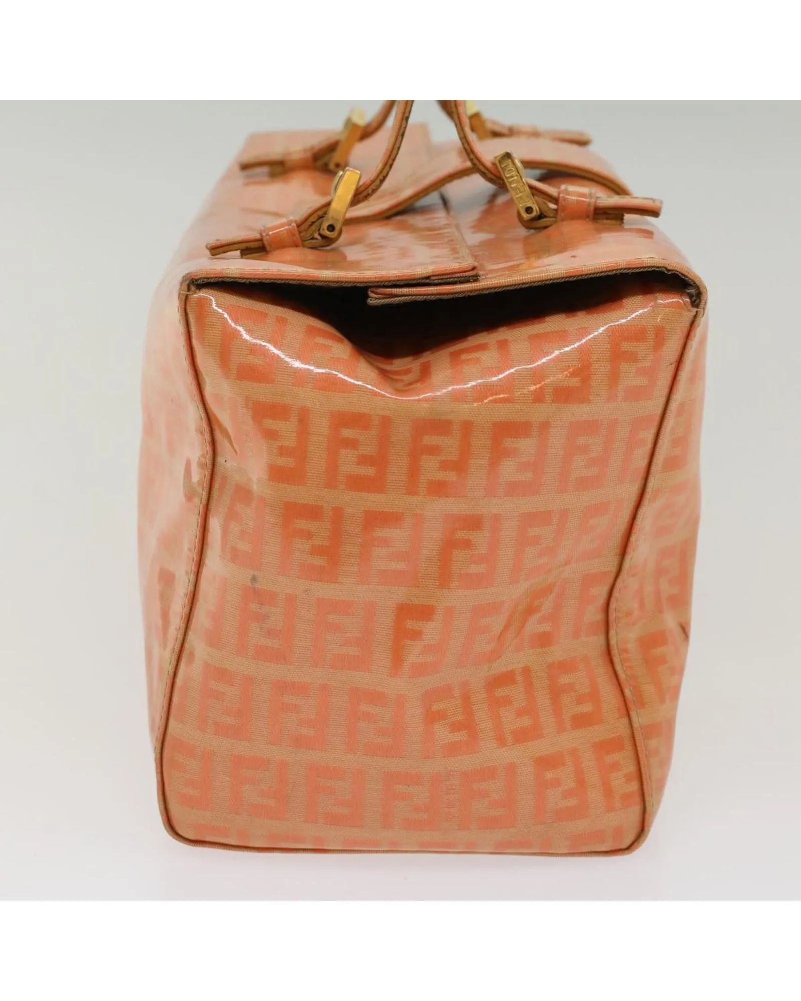 Enamel Orange Canvas Hand Bag by Fendi