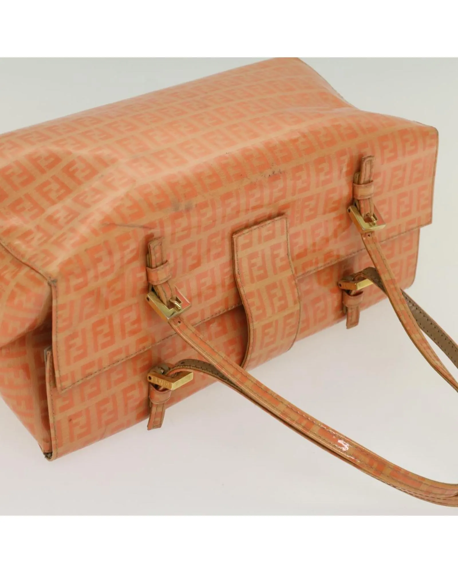 Enamel Orange Canvas Hand Bag by Fendi