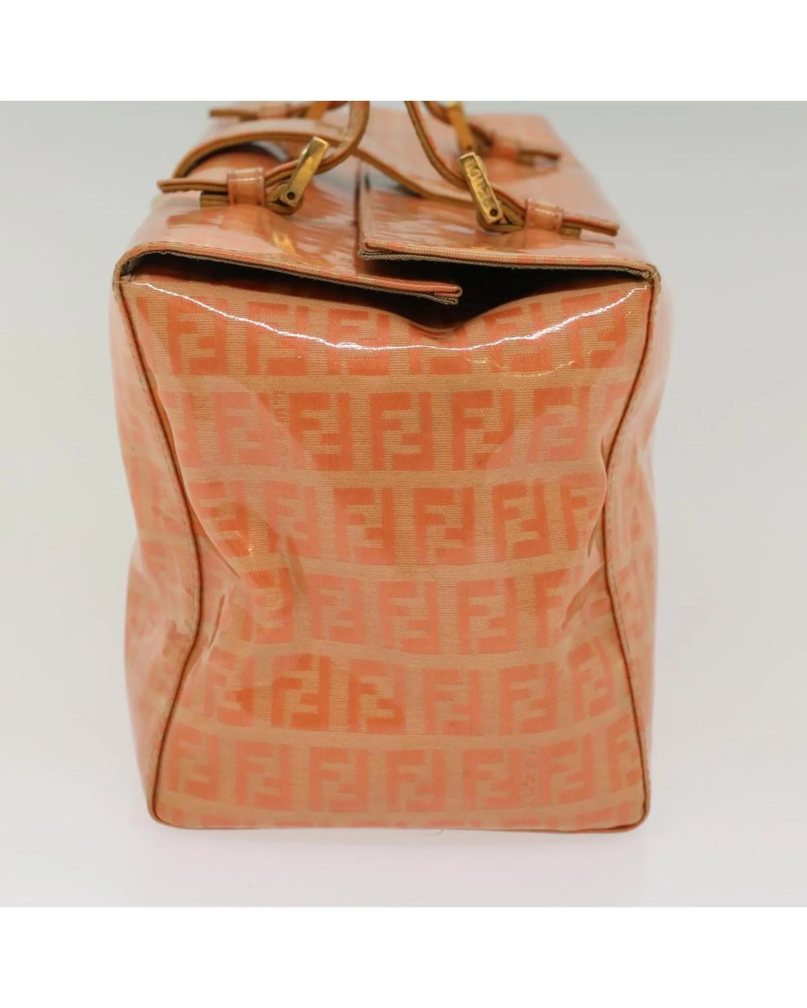 Enamel Orange Canvas Hand Bag by Fendi