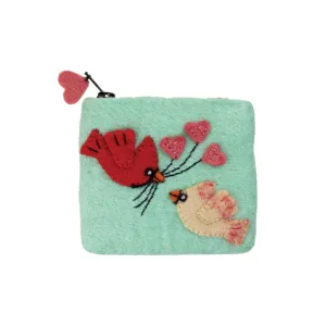 Felted Wool Coin Purse - Cardinals in Love