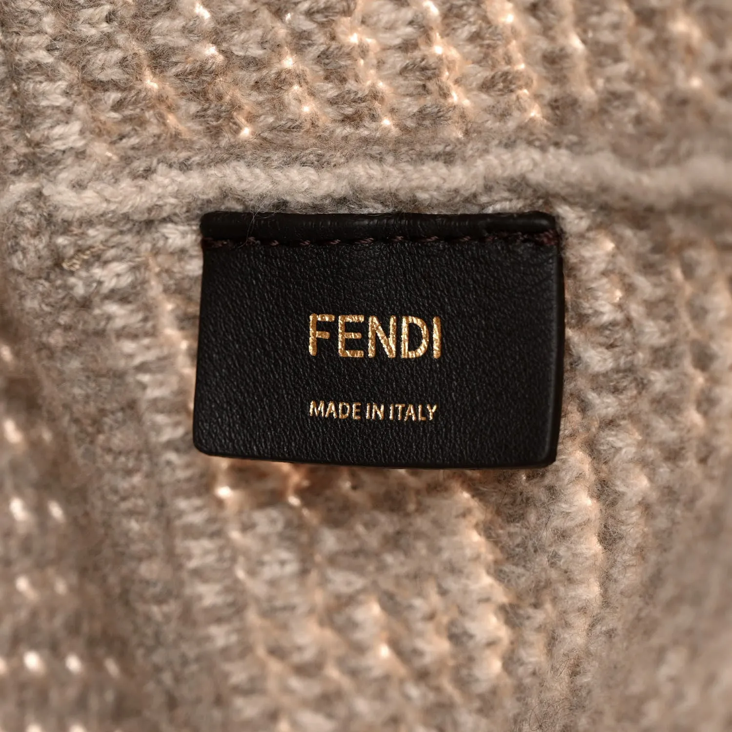 Fendi FF Tortora Gray Knitted Cashmere Wool Large Shopper Tote Bag