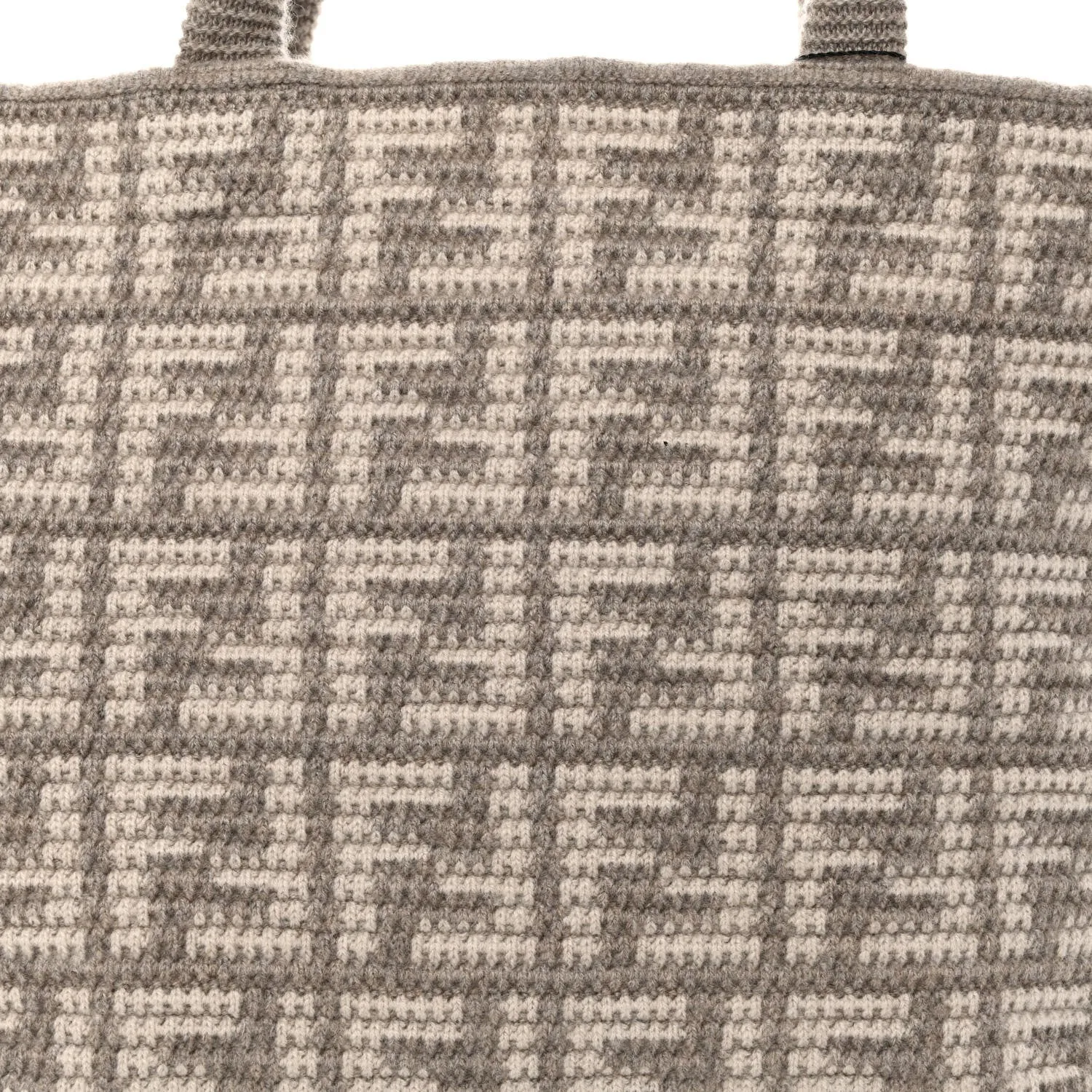 Fendi FF Tortora Gray Knitted Cashmere Wool Large Shopper Tote Bag