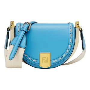 Fendi Moonlight Cyber Blue Leather Satchel Crossbody Bag