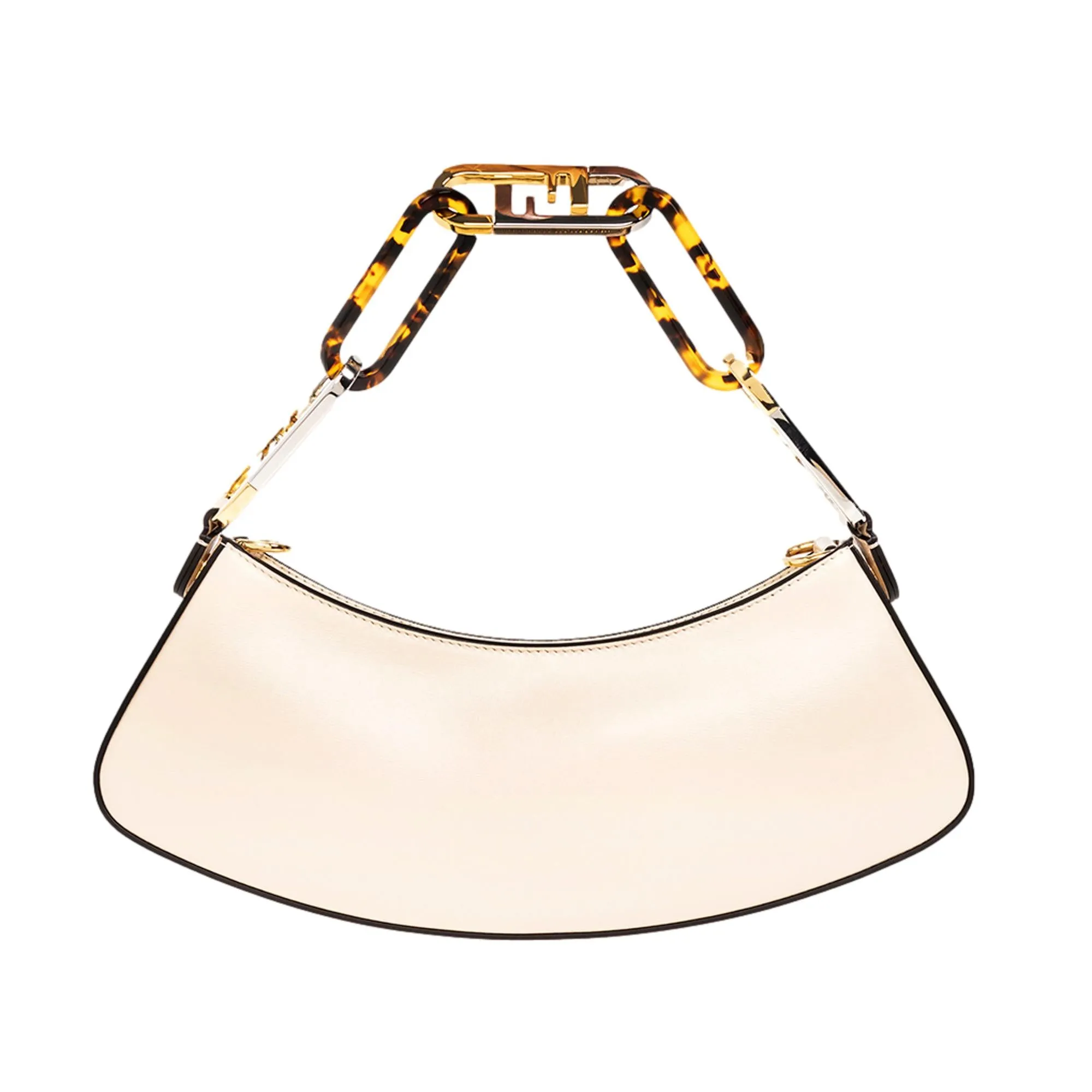 Fendi O'Lock Swing Ivory Calfskin Leather Shoulder Bag