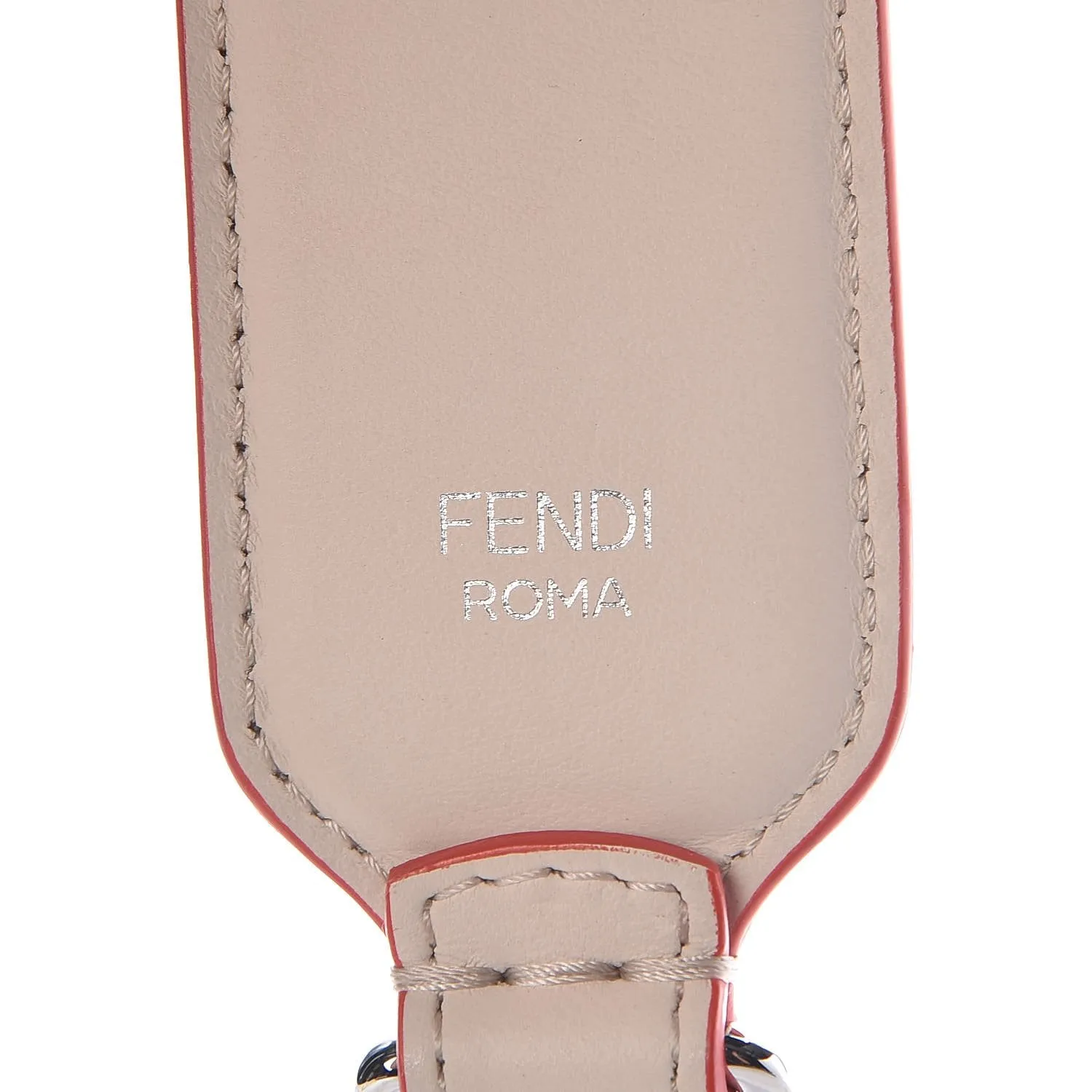 Fendi "FUN" Beige Multicolor Studded Mini Leather Shoulder Strap