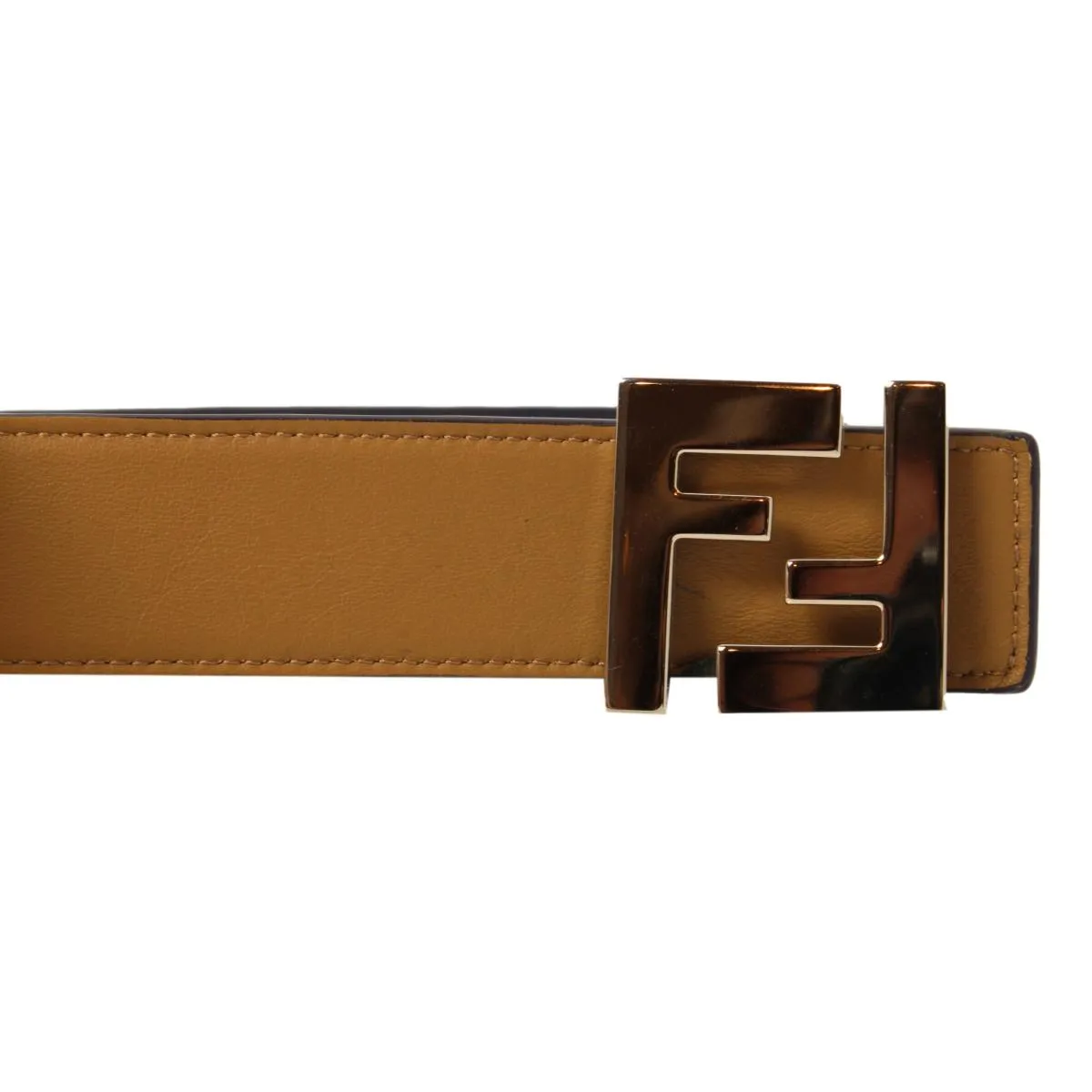 Fendi Reversible Brown Blue Leather FF Belt Size 110/44 7C0424