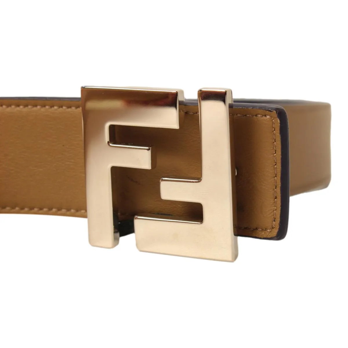 Fendi Reversible Brown Blue Leather FF Belt Size 110/44 7C0424