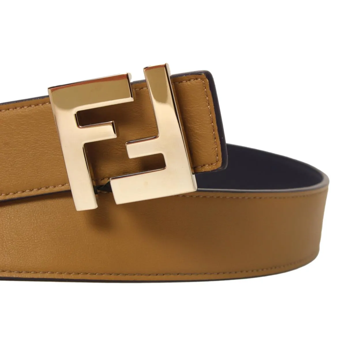 Fendi Reversible Brown Blue Leather FF Belt Size 110/44 7C0424