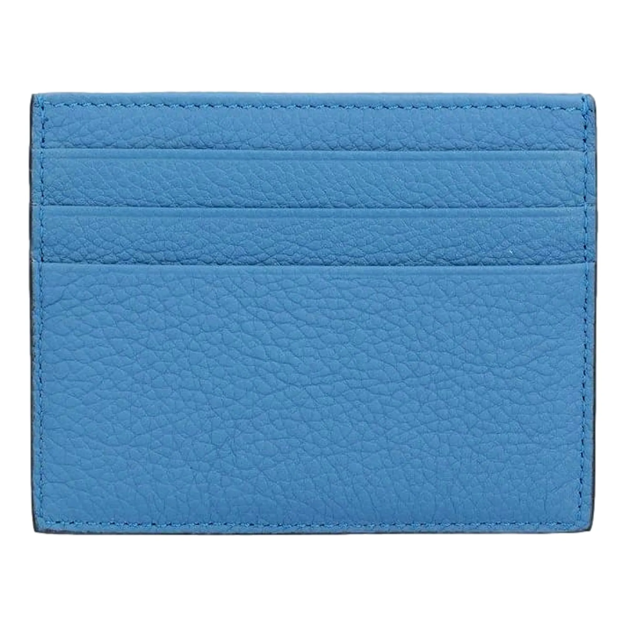 Fendi Signature Fiordaliso Blue Grained Leather Card Case Wallet