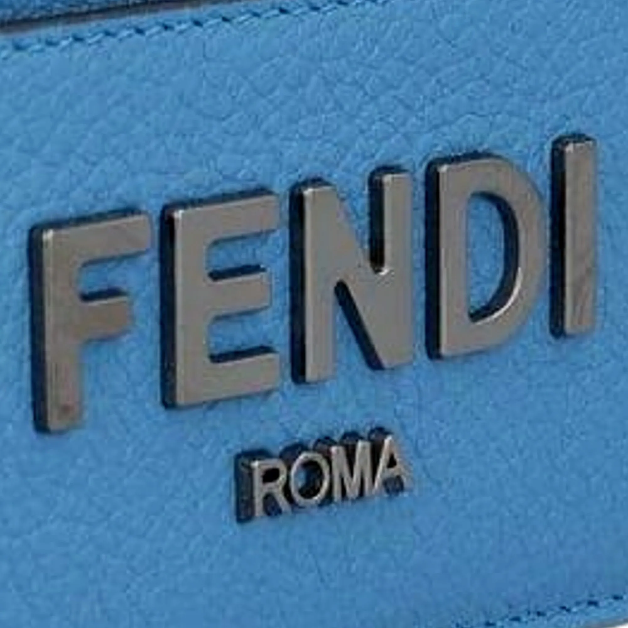 Fendi Signature Fiordaliso Blue Grained Leather Card Case Wallet