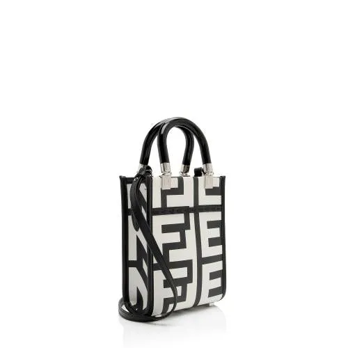 Fendi Sunshine Nero and Blanco Calfskin Leather Mini Bag