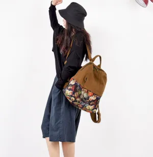 Floral PatchWork Large Casual Simple Women Travel Backpack Shoulder Bag 1289