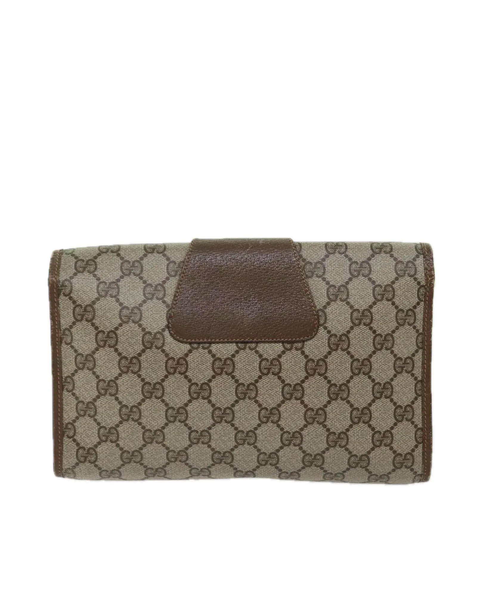 GG Canvas Web Sherry Line Clutch Bag with PVC and Leather Material