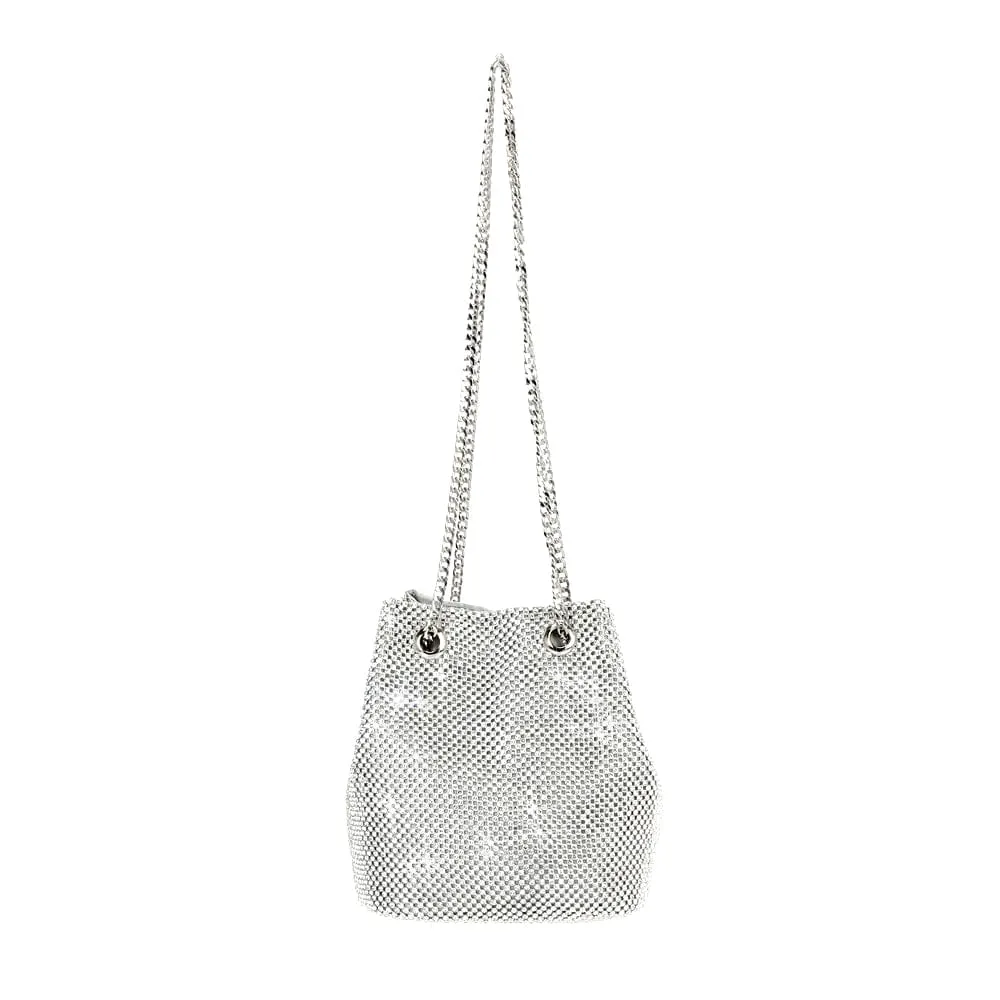 HD3227 Rhinestone Mesh Bucket Handbag