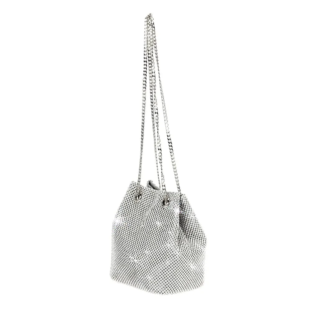 HD3227 Rhinestone Mesh Bucket Handbag