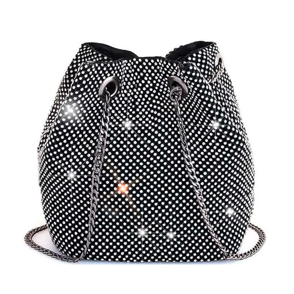 HD3227 Rhinestone Mesh Bucket Handbag