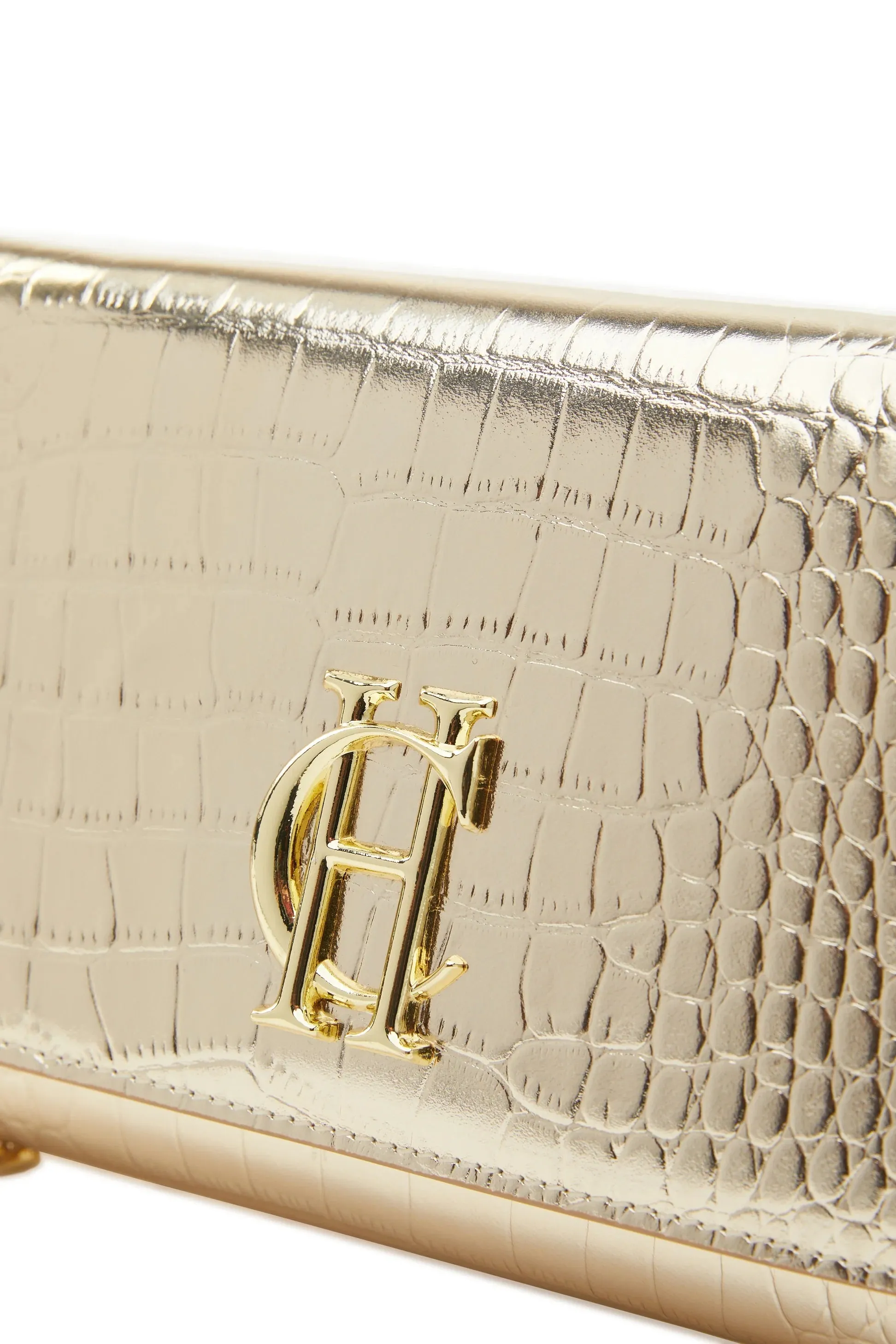 Holland Cooper Highbury Clutch Bag in Gold Croc