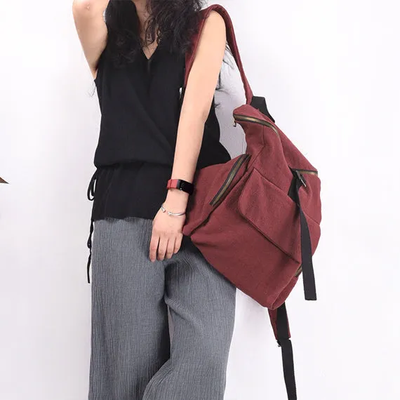 Large Simple Style Women Backpack Canvas Shoulder Bag