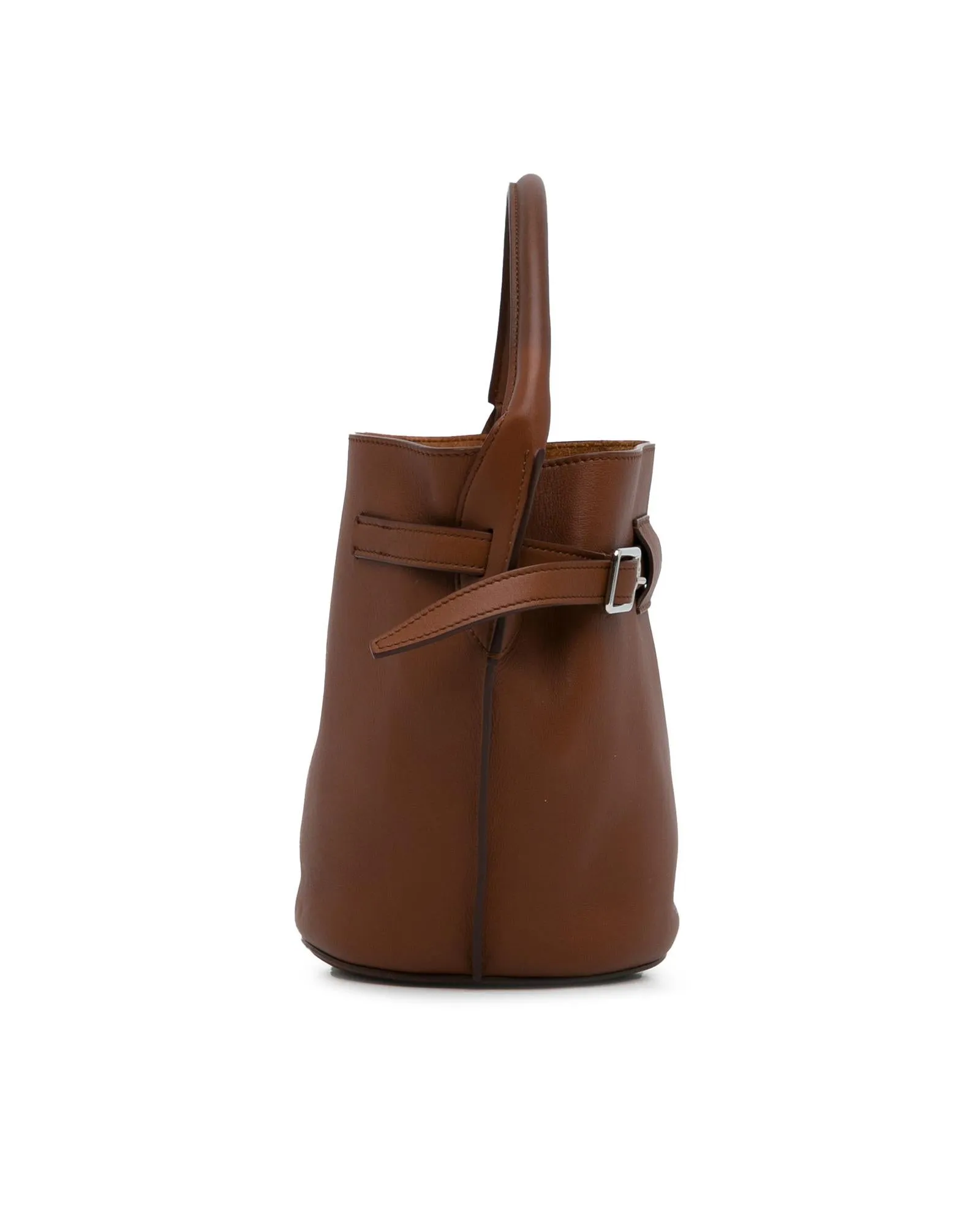 Leather Bucket Bag with Detachable Strap and Open Top