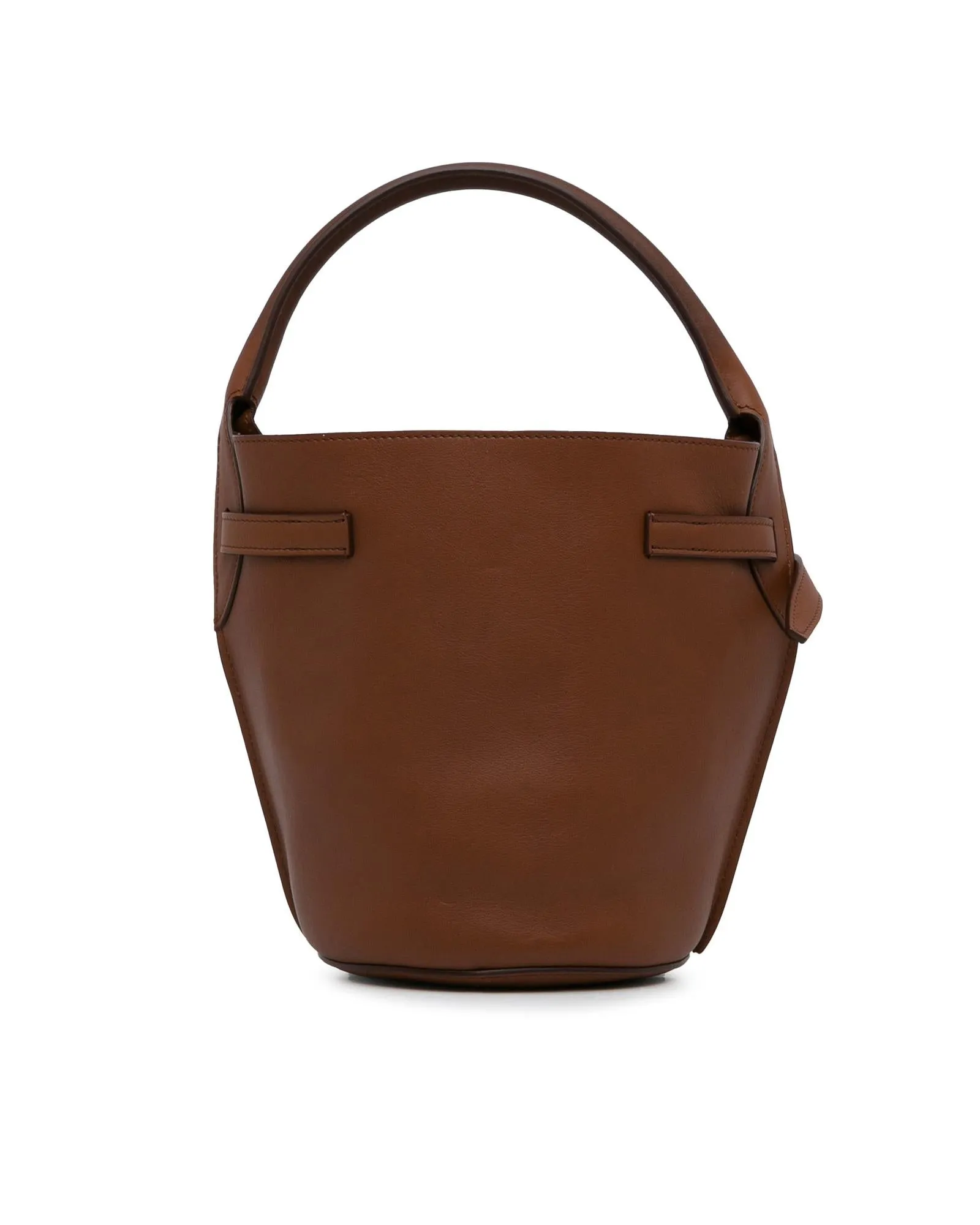 Leather Bucket Bag with Detachable Strap and Open Top